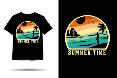 Yaz zamanı silueti t-shirt tasarımı