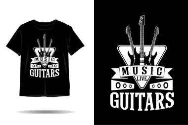 Gitarlar müzik silueti t-shirt tasarımı