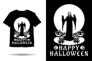 Cadılar Bayramı hayalet silueti t-shirt tasarımı