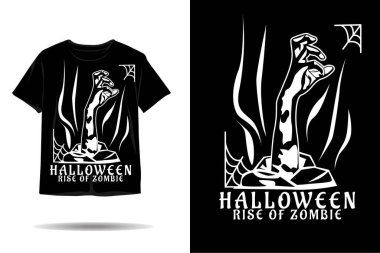 Cadılar Bayramı zombileri yükselen siluet t-shirt tasarımı