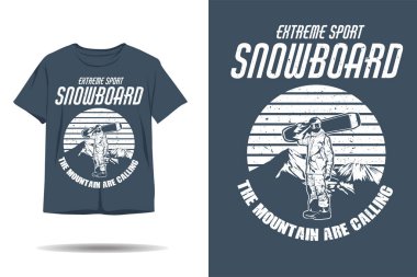 Ekstrem spor snowboard siluet t-shirt tasarımı