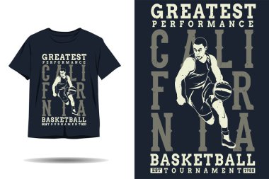 En iyi performans basketbol turnuvası silueti t-shirt tasarımı