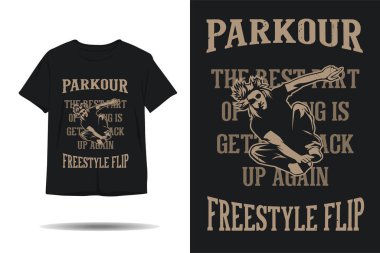 Parkour serbest stil flip siluet t-shirt tasarımı
