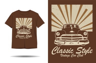 Klasik tarz klasik araba kulübü silueti t-shirt tasarımı