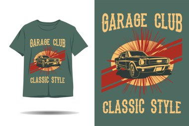 Garaj kulübü klasik siluet tişört tasarımı