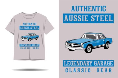 Otantik Avustralyalı çelik efsanevi garaj klasik vites çizimi t-shirt tasarımı