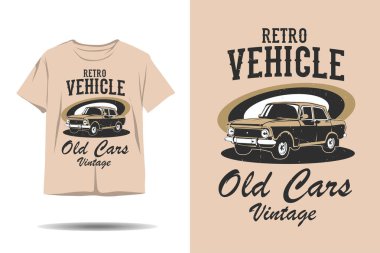 Eski arabalar eski siluet t-shirt tasarımı
