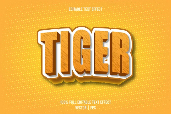Tigre Effet Texte Modifiable Dimensions Embosser Style Dessin Animé — Image vectorielle