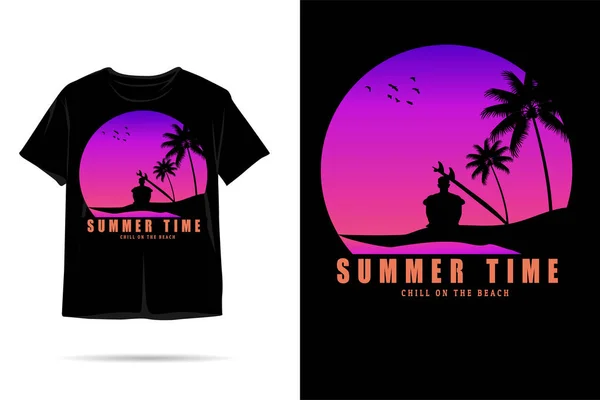 夏の時間シルエットTシャツデザイン — ストックベクタ