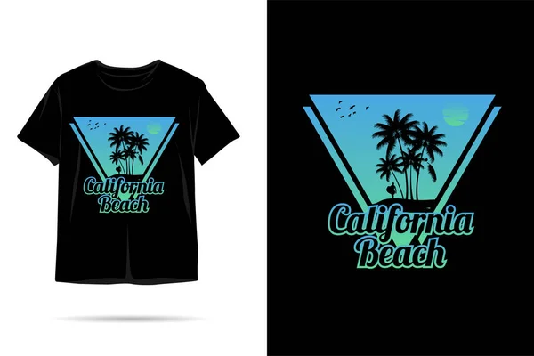 California Playa Silueta Camiseta Diseño — Vector de stock