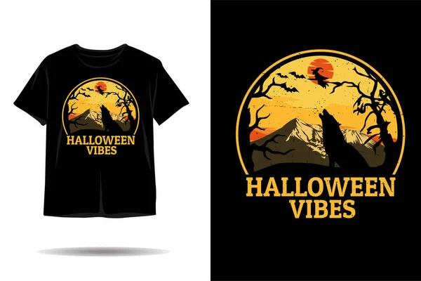Halloween Vibrações Silhueta Shirt Design — Vetor de Stock