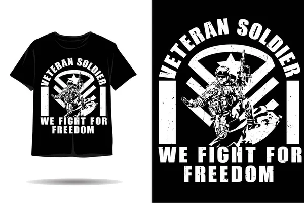 stock vector Veteran soldier fight for freedom silhouette t shirt design