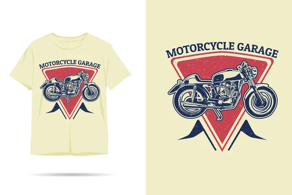 Motorcykel Garage Siluett Skjorta Design — Stock vektor