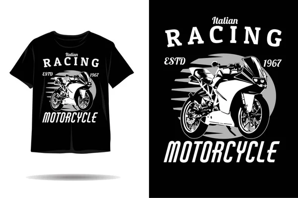 Italienska Racing Motorcykel Silhuett Skjorta Design — Stock vektor