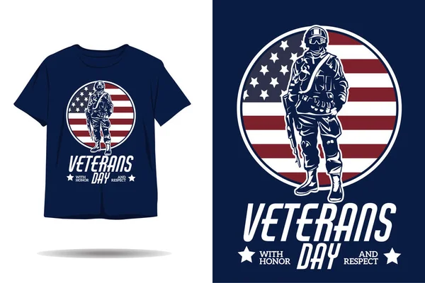 Veterans Day Honor Respect Silhouette Shirt Design — Stock Vector