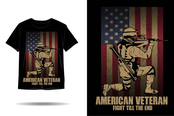 Amerikan emektar dövüşü silüet t-shirt tasarımının sonuna kadar