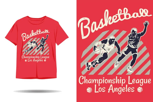 Basketball Championship League Silhouette Shirt Design — Stock Vector