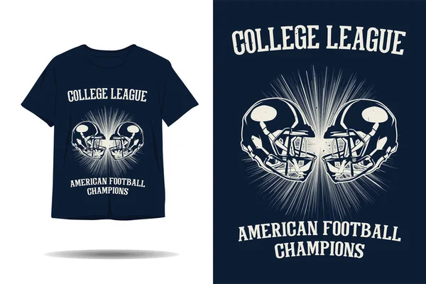 Kolej Amerikan futbol şampiyonları siluet tişört tasarımı