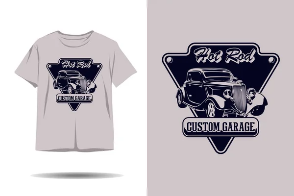 Hot Rod Custom Garage Silhouette Shirt Design — Stock Vector