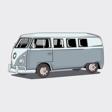 Van Camper Araba Klasik Retro Vektör İllüstrasyonu