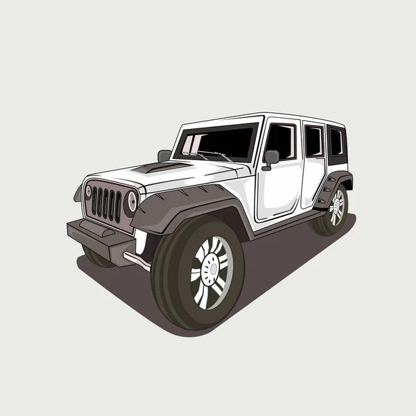 Jeep Road Vector Ilustración — Archivo Imágenes Vectoriales