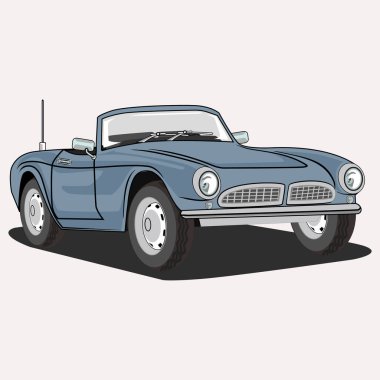 Klasik Retro Araba Vektörü İllüstrasyonu