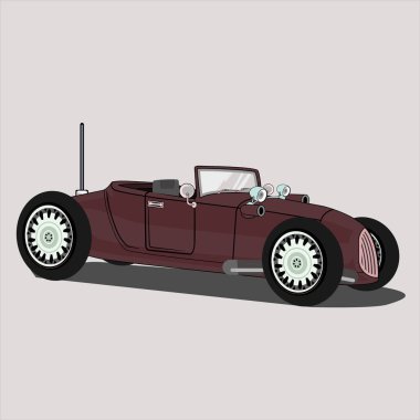 Klasik Retro Araba Vektörü İllüstrasyonu