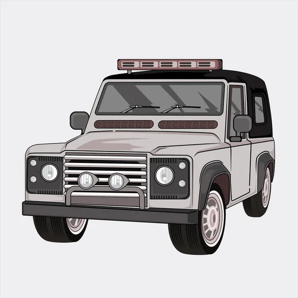 Illustrazione Retrò Classica Del Vettore Della Jeep — Vettoriale Stock