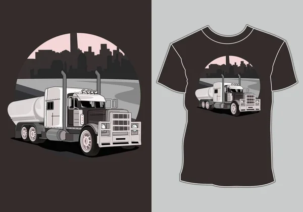 Shirt Design Grand Camion Ville — Image vectorielle