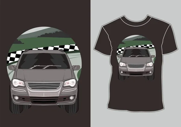 赛车设计T恤与艺术品经典 复古赛车 — 图库矢量图片