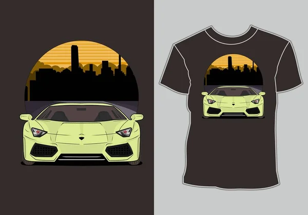Sport Car Summer Shirt Design Suburbs — Stock Vector