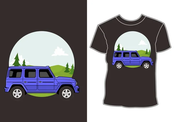 Road Adventure Car Mountain Shirt Design — Stock Vector