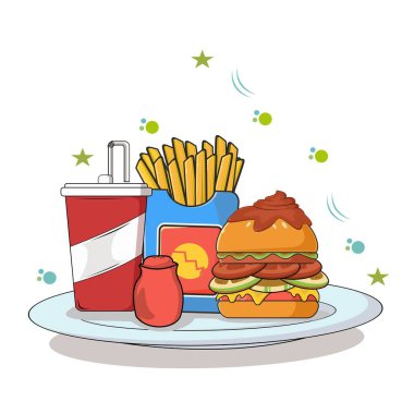Fast food seti, içecekler dahil.