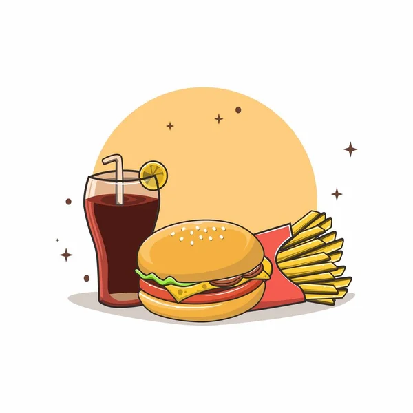 Płaski Design Fast Food Flat Line Art Design — Wektor stockowy