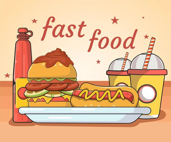 Fast Food Refeições Ilustração — Vetor de Stock