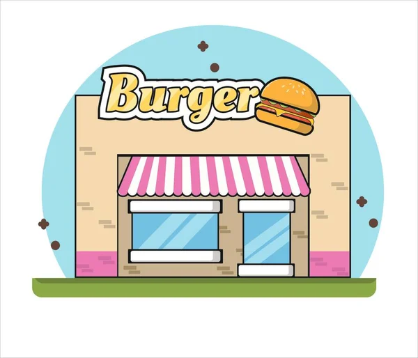 Burger Shop Design Plat — Image vectorielle