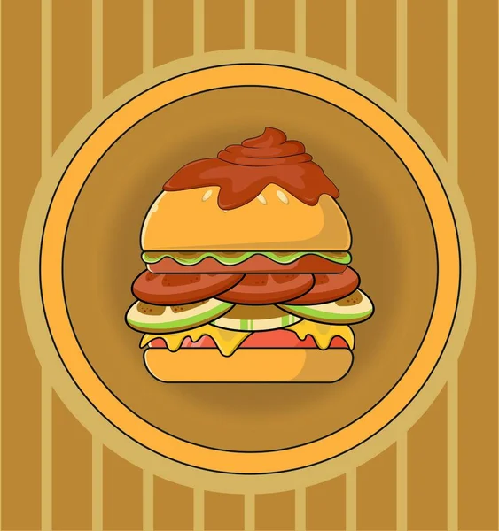 Burger Plat Vecteur Conception — Image vectorielle