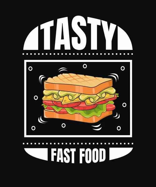 Design Plano Fast Food Saboroso — Vetor de Stock