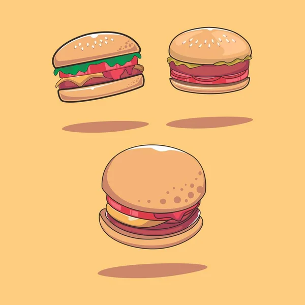 Hamburger Ilustrace Obrysem — Stockový vektor