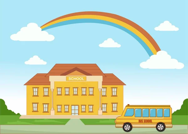 Назад Школи Автобусною Поїздкою Шкільного Дизайну Квартири — стоковий вектор