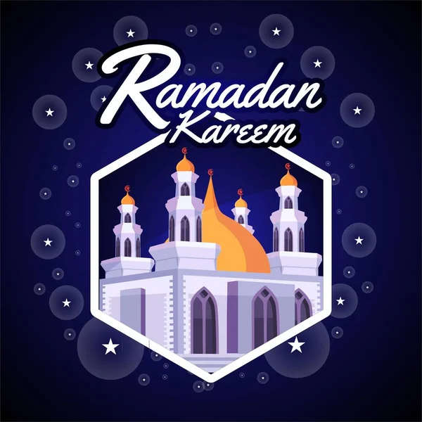 Ramadan Kareem Adegan Dengan Masjid - Stok Vektor