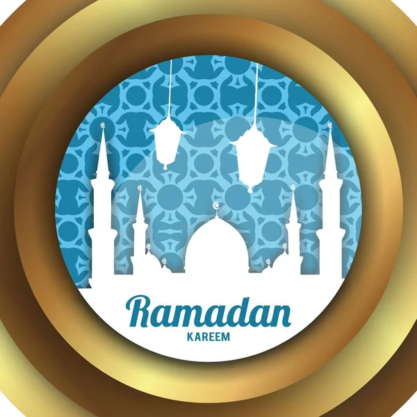 Ramadan Kareem Scène Met Moskee — Stockvector