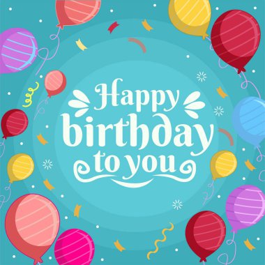 Mutlu yıllar sana balon düz tasarımla