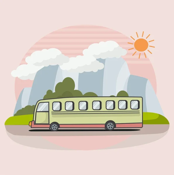Автобусная Поездка Полдень — стоковый вектор