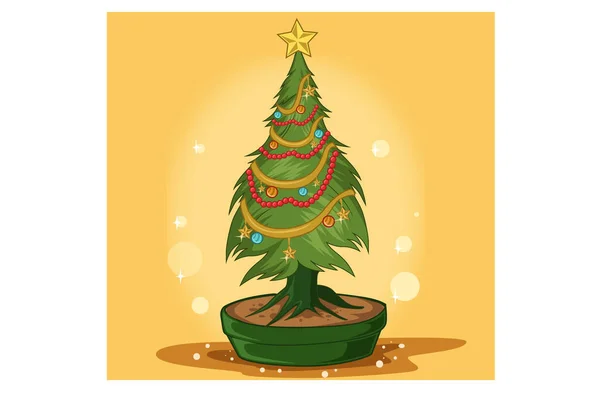 Árbol Navidad Decoración Vector Mano Dibujo — Vector de stock