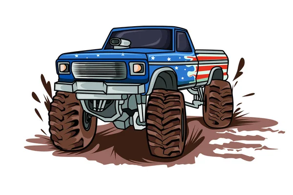 Gran Monstruo Camión Coche Vector Ilustración — Archivo Imágenes Vectoriales