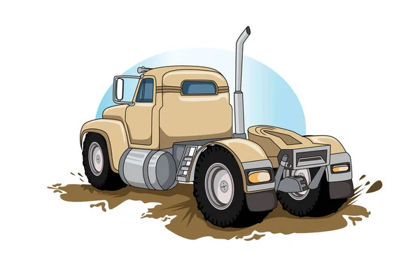 Stary Pół Duży Wektor Ciężarówki Ilustracja — Wektor stockowy
