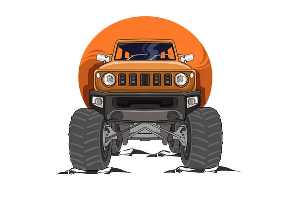 Arancione Road Mostro Camion Vettoriale Illustrazione — Vettoriale Stock