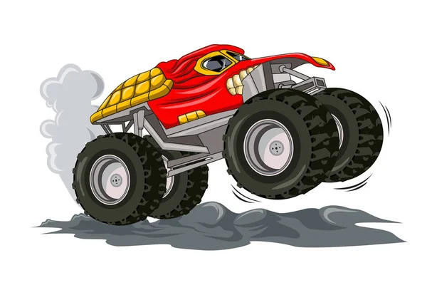 Rode Monster Truck Auto Vector Illustratie — Stockvector