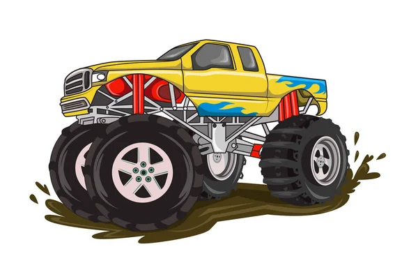 Monster Truck Ilustración Vector Barro — Vector de stock